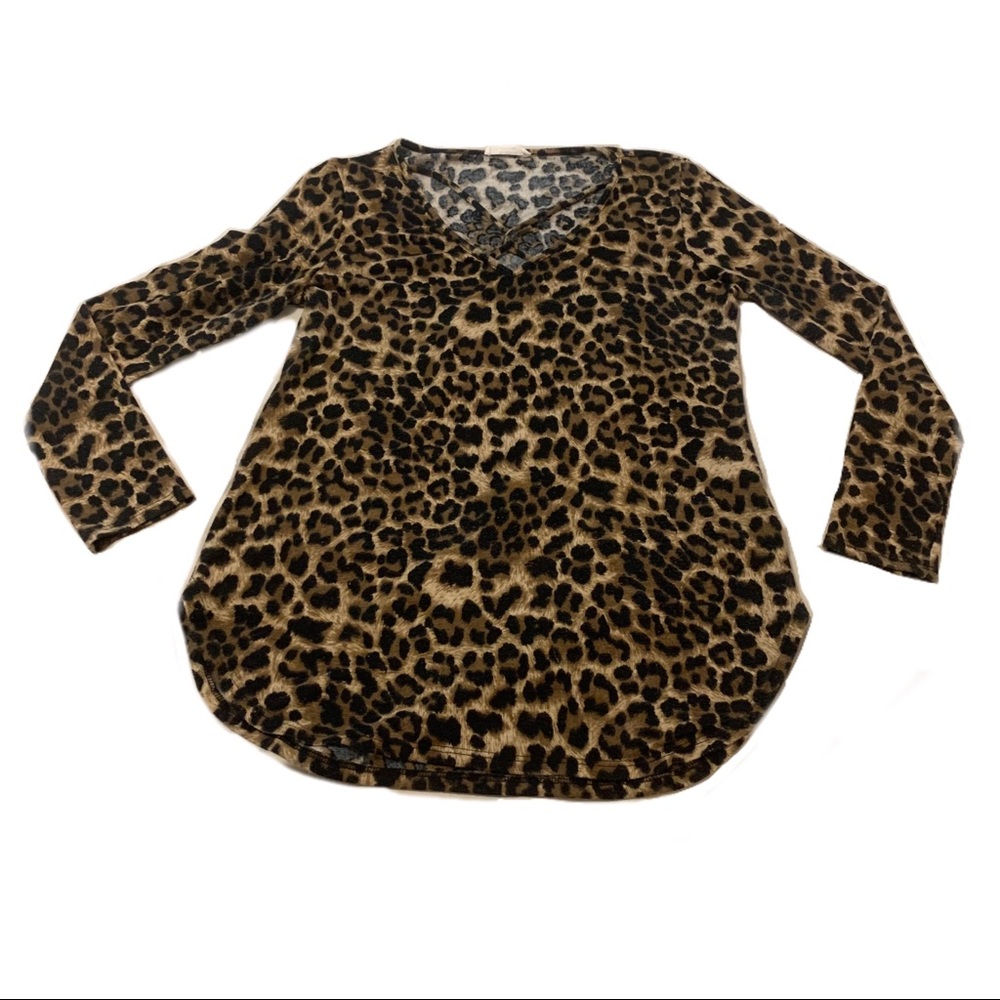 Cross Cross Leopard Print Top- Size L